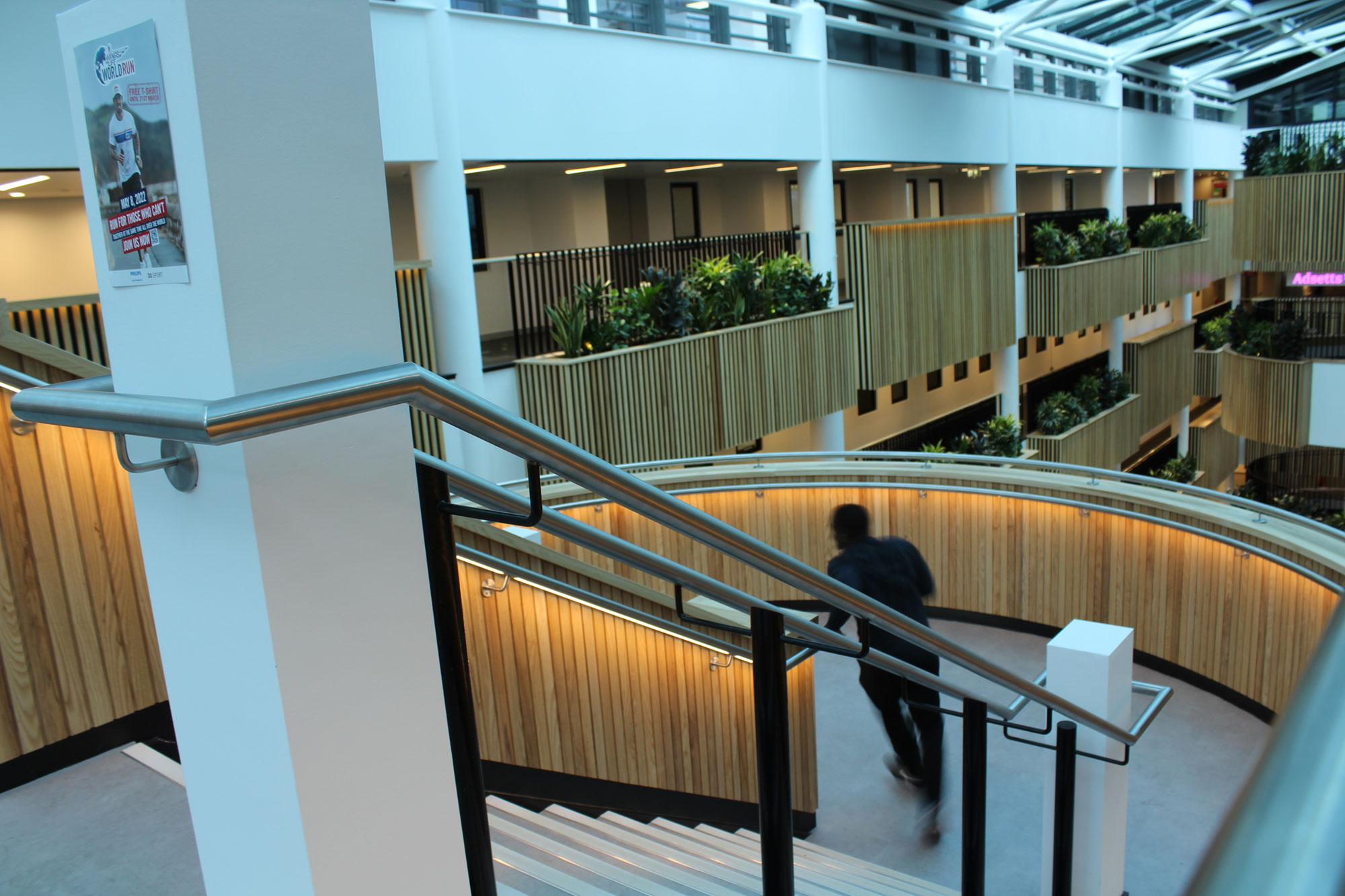 Sheffield University Atrium | Bespoke LED Handrail | The Light Lab