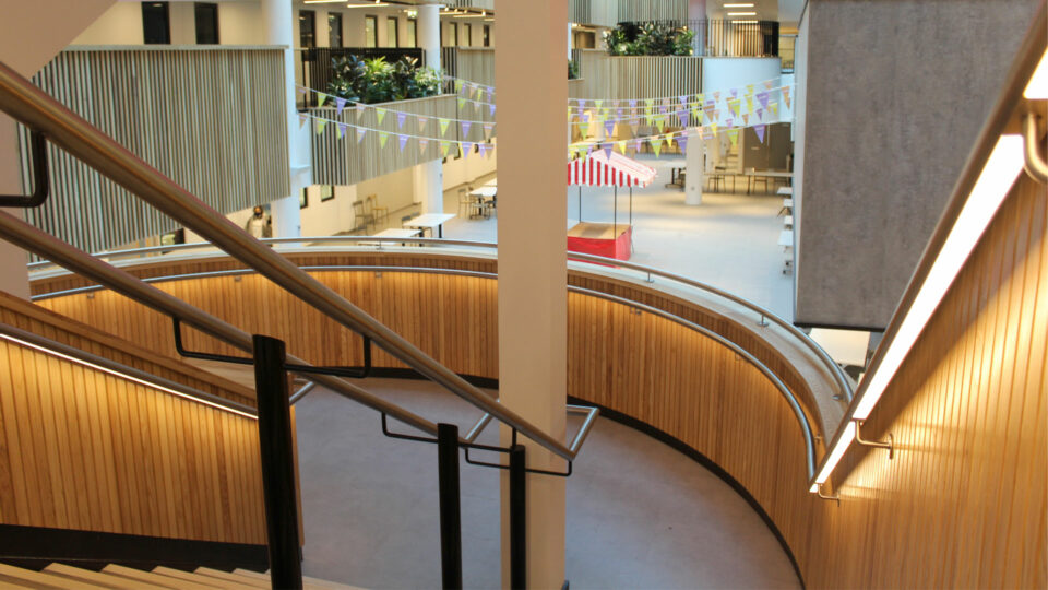 Sheffield University Atrium | Bespoke LED Handrail | The Light Lab