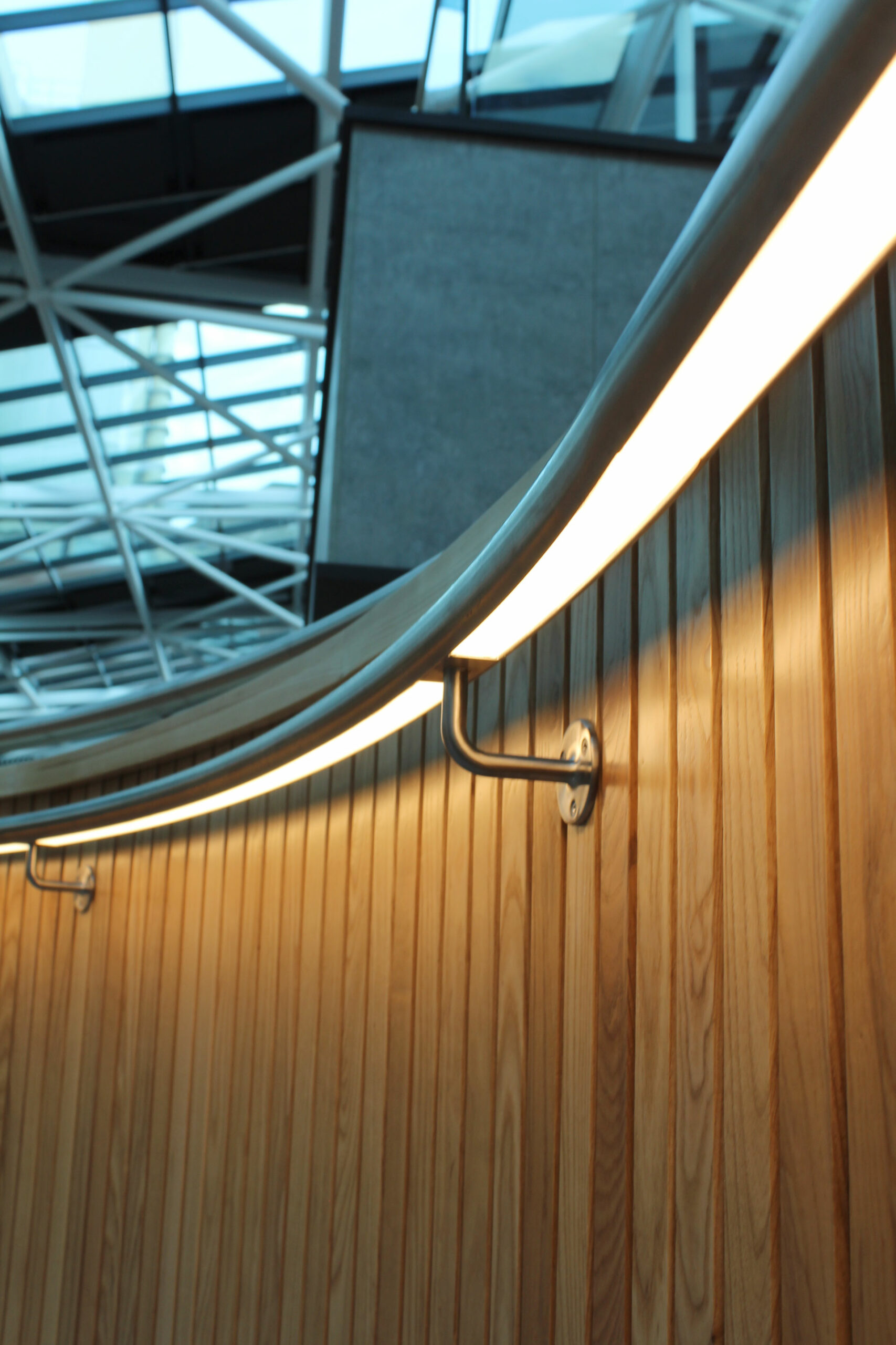 Sheffield University Atrium | Bespoke LED Handrail | The Light Lab