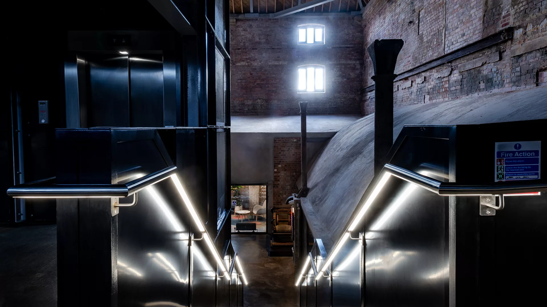 Shrewsbury Flaxmill - Bespoke LED handrail | The light lab