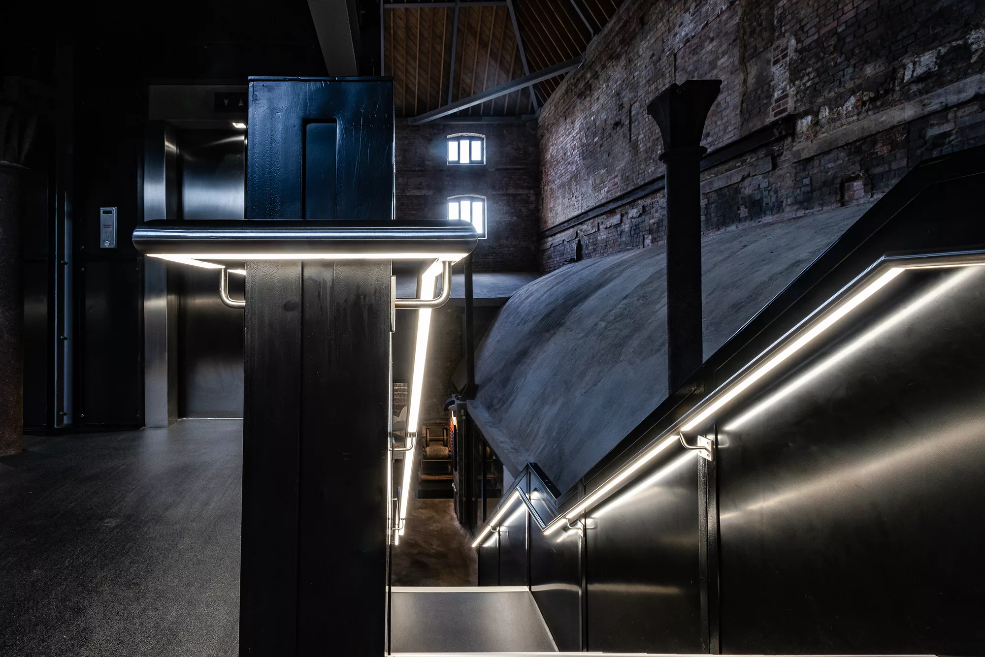 Shrewsbury Flaxmill - Bespoke LED handrail | The light lab