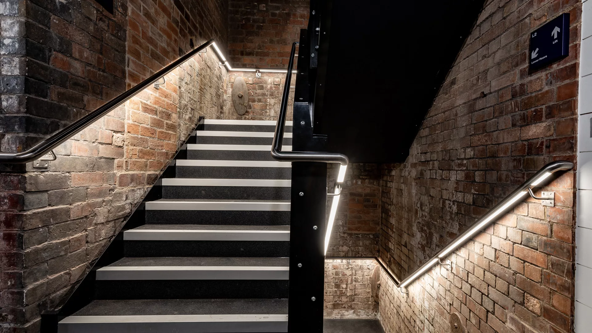 Shrewsbury Flaxmill - Bespoke LED handrail | The light lab