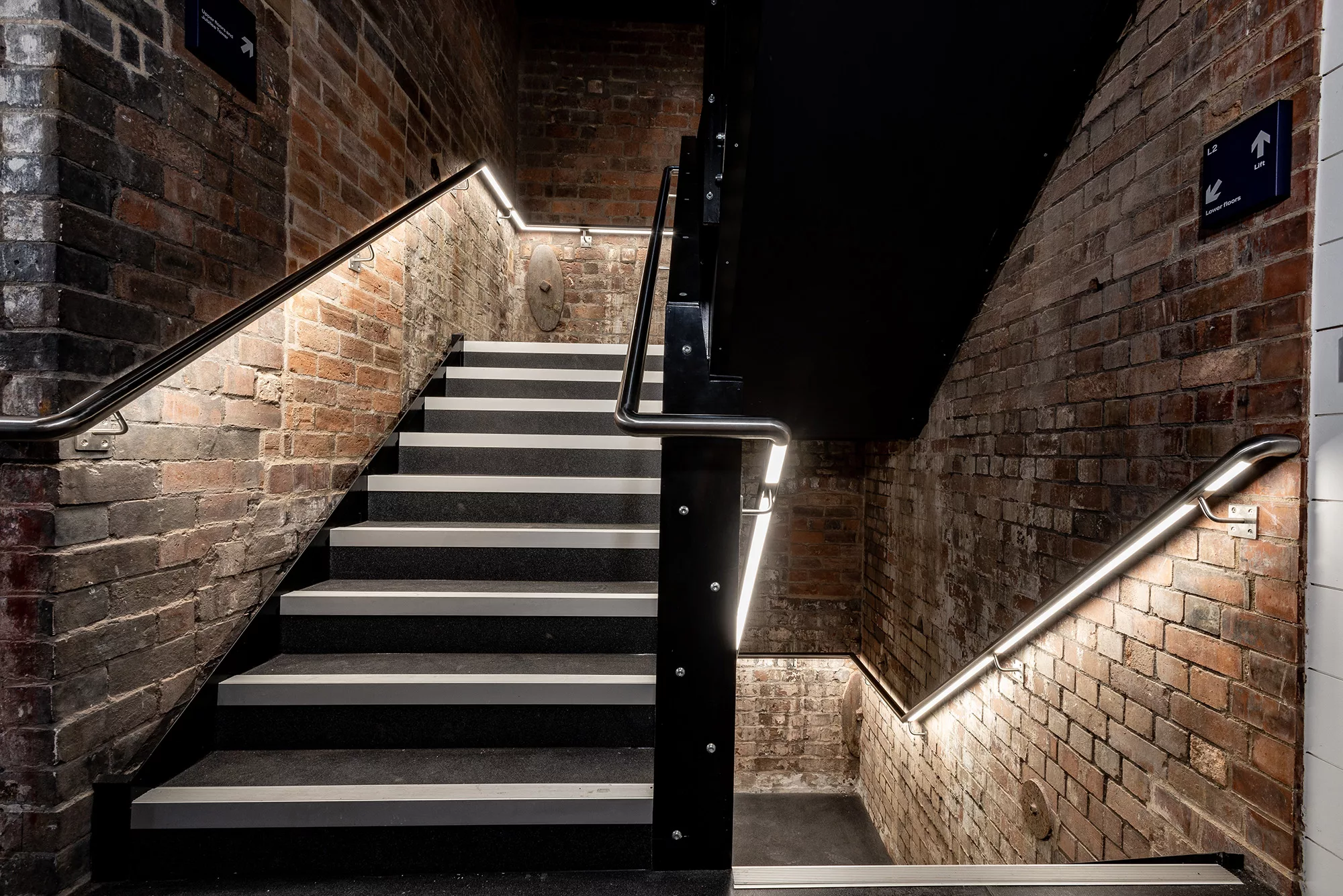 Shrewsbury Flaxmill - Bespoke LED handrail | The light lab