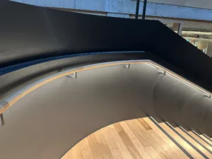 IMG 3557 copyLondon College of Fashion, Stratford Waterfront | bespoke timber LED handrail | The Light Lab