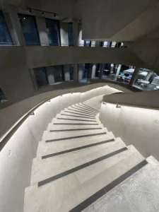 London college of fashion, UAL stratford | Bespoke LED timber handrail | the light lab