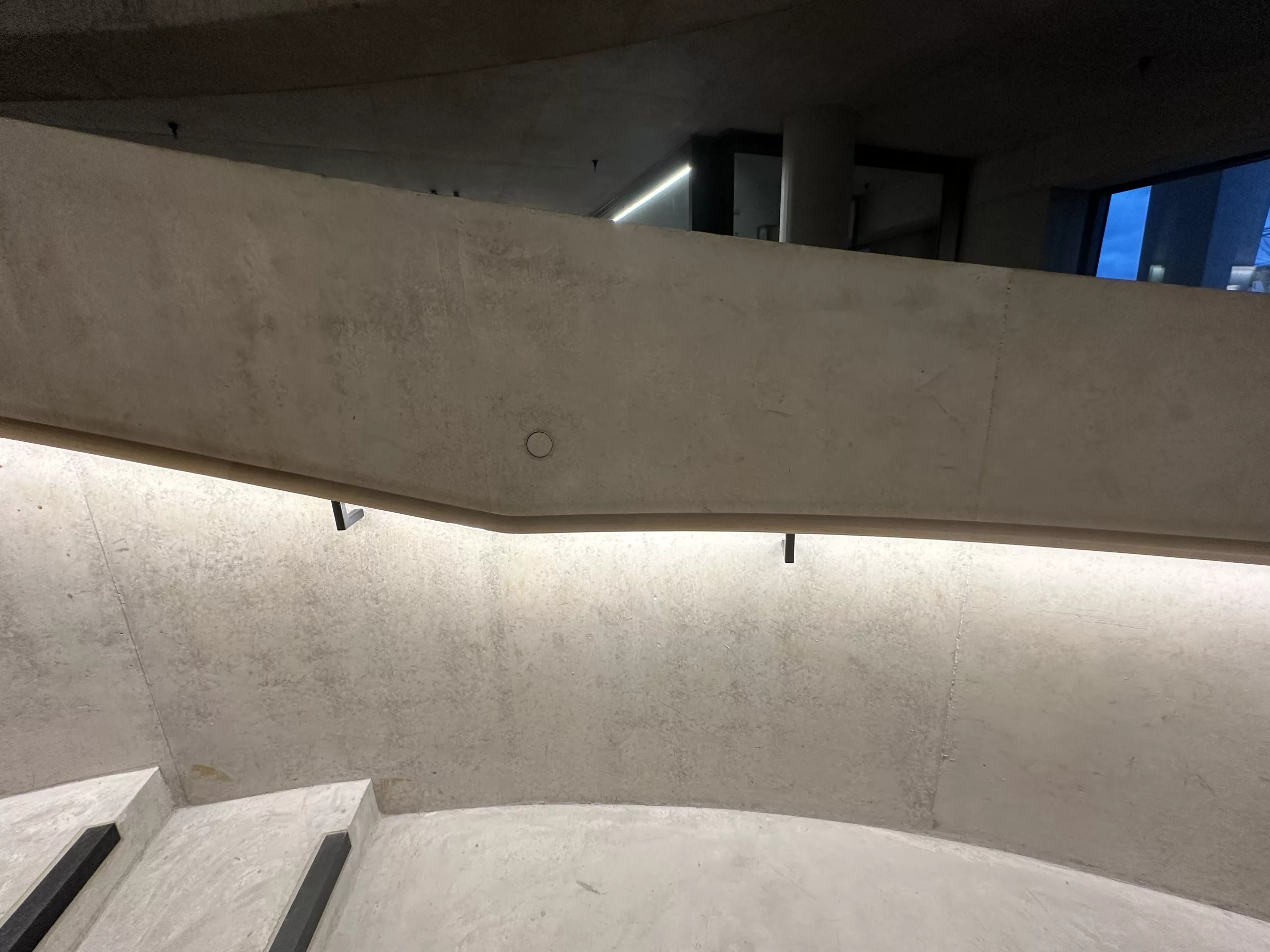 London College of Fashion, Stratford Waterfront | bespoke timber LED handrail | The Light Lab