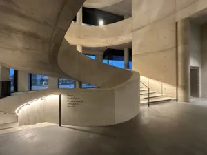 London College of Fashion, Stratford Waterfront | bespoke timber LED handrail | The Light Lab