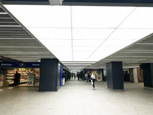 Liverpool Street, Broadgate Link, Glowpanel, LED ceiling panels, the Light Lab, bespoke lighting