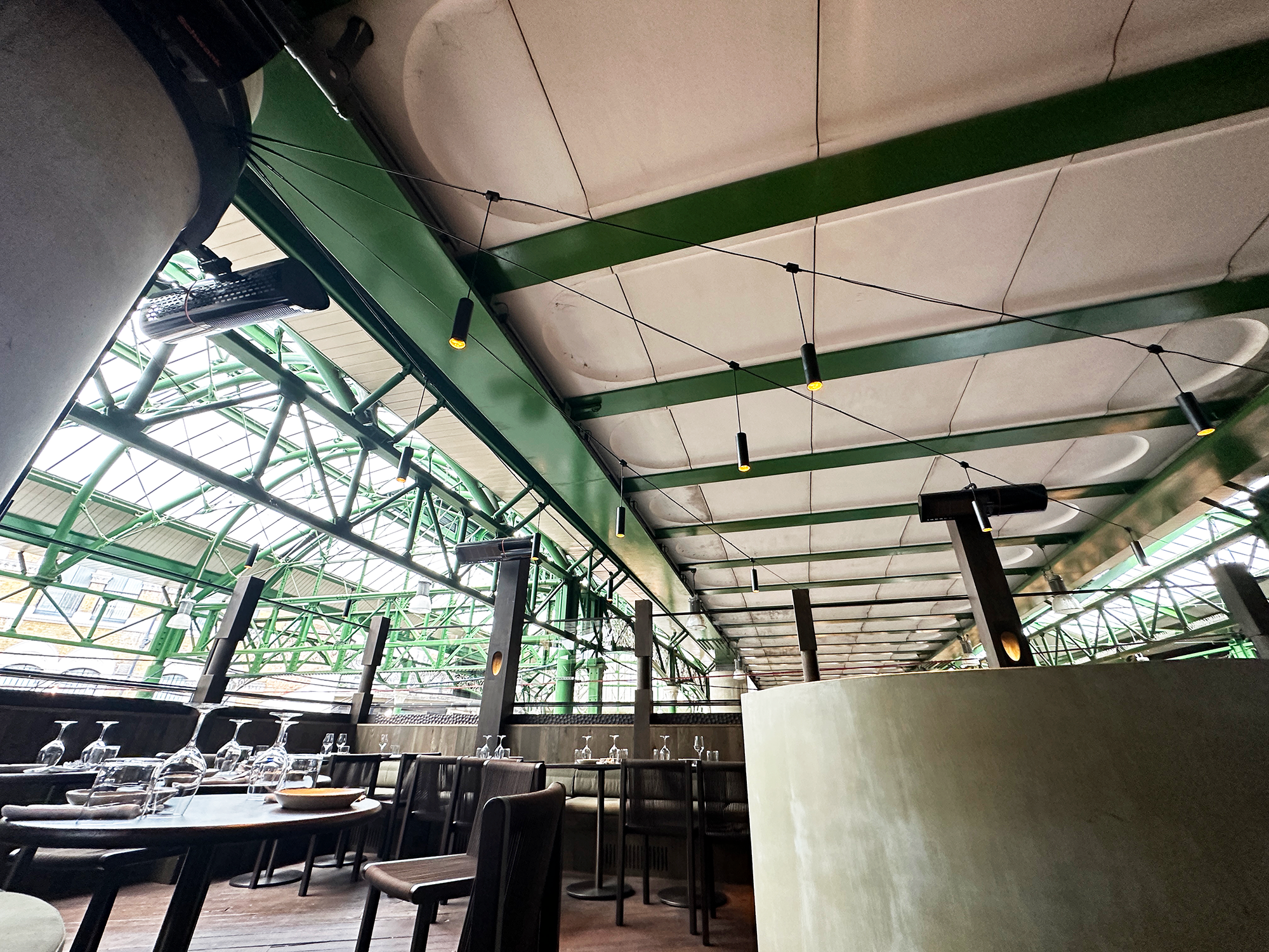 OMA, borough market | Restaurant lighting, The Light Lab , Catenary lighting