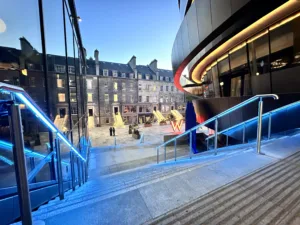 St James Quarter Edinburgh | Bespoke retail lighting | Custom Glowrail LED handrail RGBW | The Light Lab