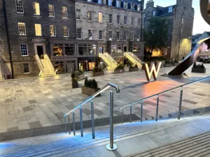 St James Quarter Edinburgh | Bespoke retail lighting | Custom Glowrail LED handrail RGBW | The Light Lab