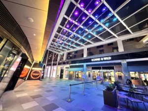 The Light Lab | St James Quarter | Luminosity bespoke ceiling feature pendants | Custom retail lighting
