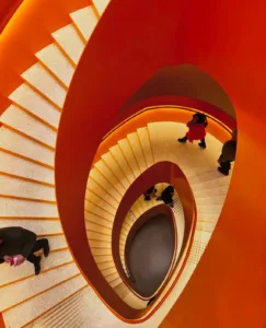PoMo, Trondheim, Official opening | art museim norway | bespoke LED handrail, Glowrail | The Light Lab | helical stair