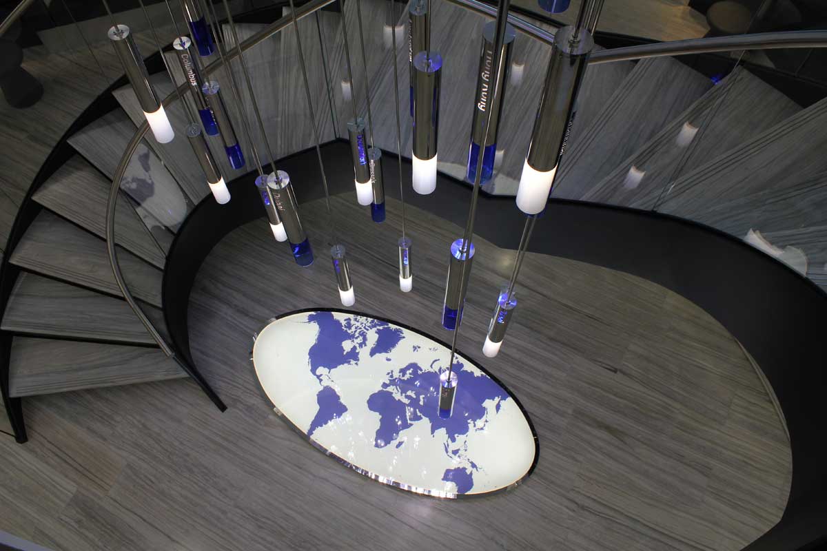 Jones Day | bespoke atrium pendants | The Light Lab