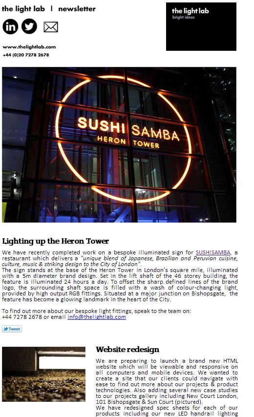 The Light Lab newsletter Feb 2013