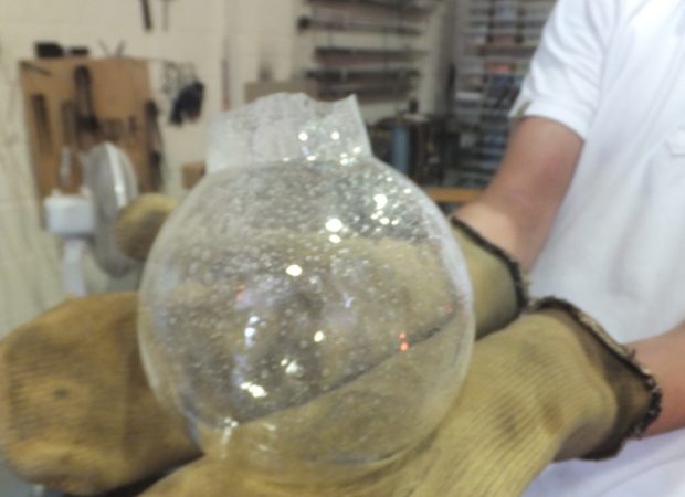 Glassblowing a bespoke pendant lighting feature