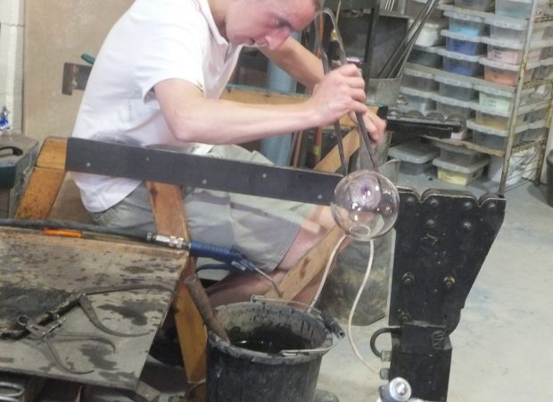 Glassblowing a bespoke pendant lighting feature