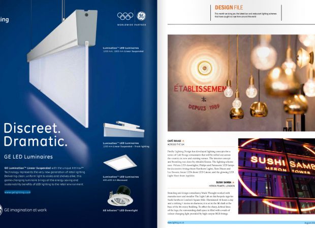 SushiSamba Bespoke lighting featured in Lighting Magazine