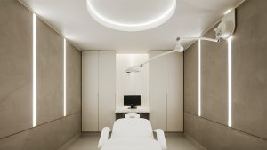 lighting luxury treatment room coffer feature wall illumination nulty