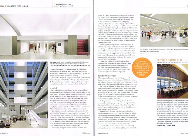 Lighting Magazine March 2014 feature on PWC