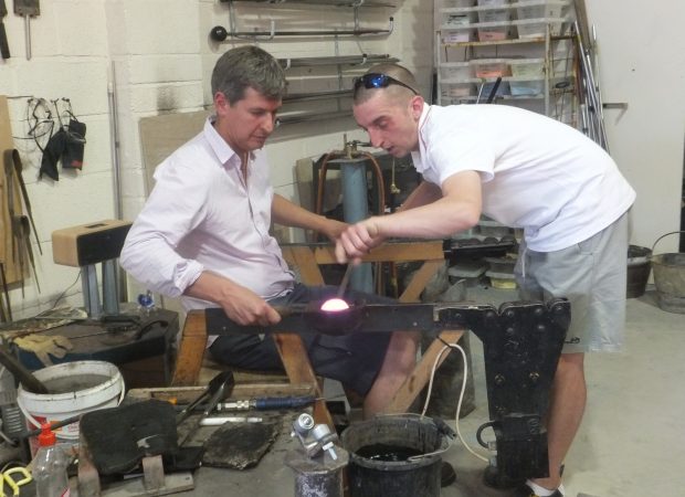 Glassblowing a bespoke pendant lighting feature