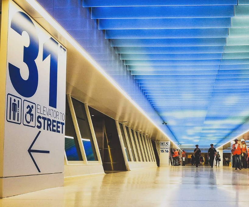 Penn Station NYC | Bespoke Spectraglass lit fins | Bespoke lighting manufacture 